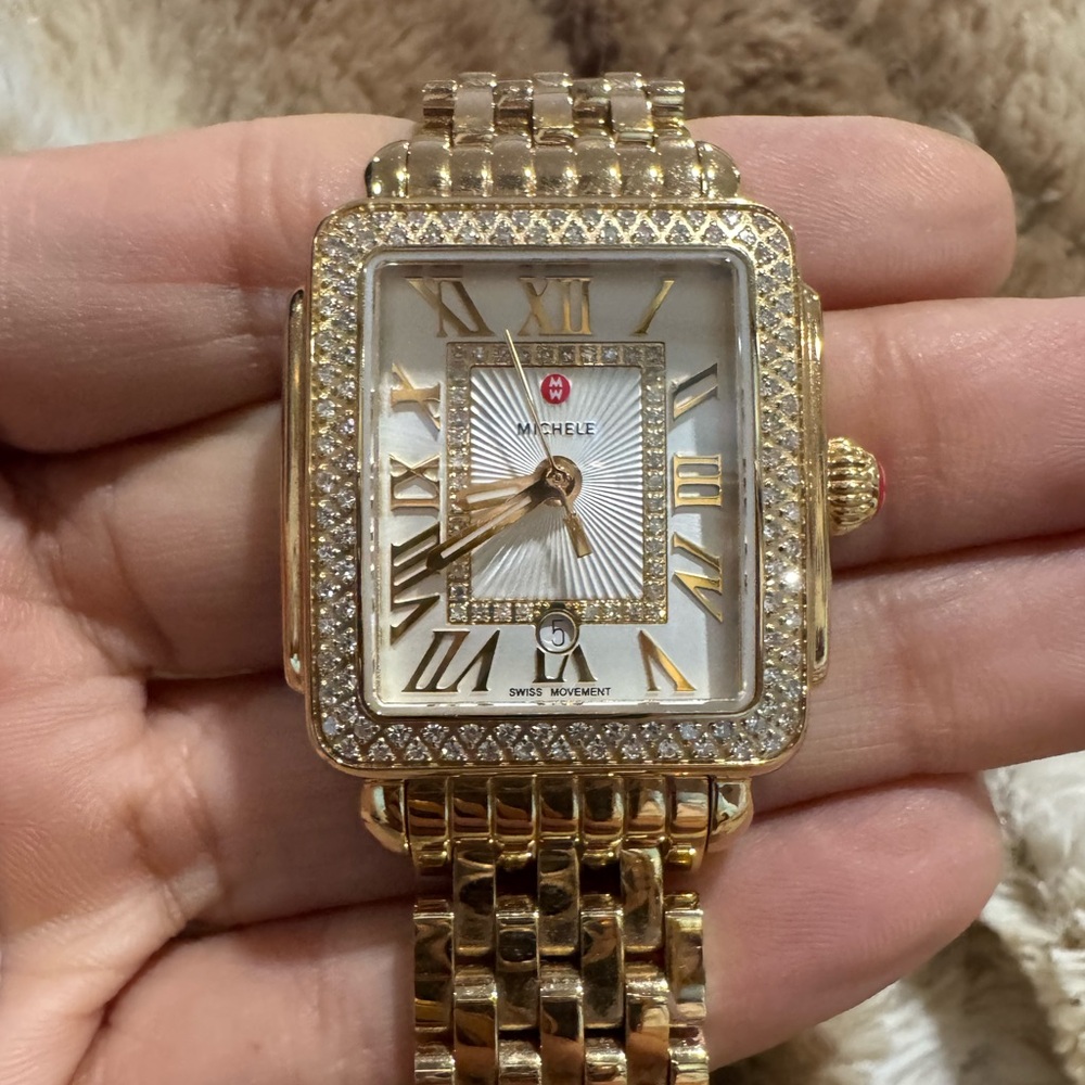 MICHELE DECO -0.60ct. TCW Diamond Lady's 31mm Watch, Bracelet 7.5” MWW06G000003 - Picture 6 of 13